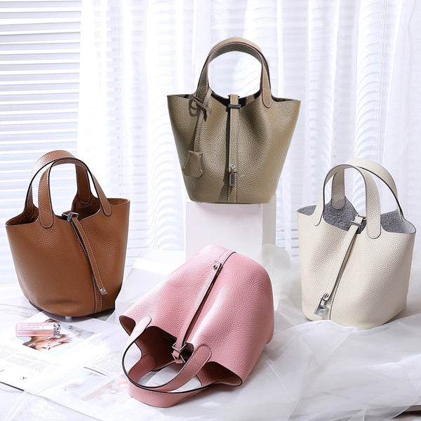 Luxury Leather Bucket Bag