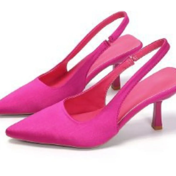 Point Toe Kitten Heel Slingback Pumps