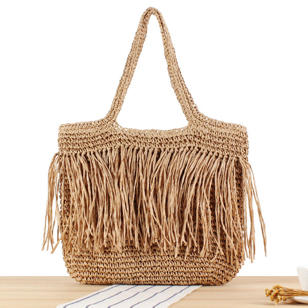Chic Tassel Woven Clutch
